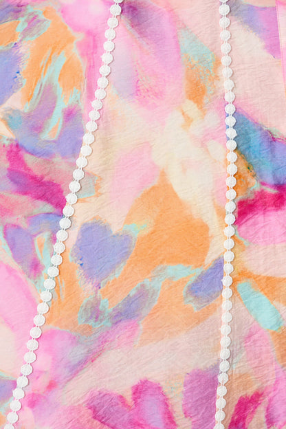 Lovingly Maxi Shirt Dress in Pink with Purple Watercolour