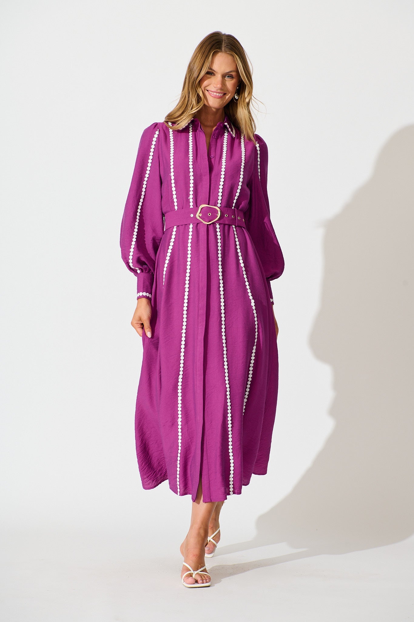 Lovingly Maxi Shirt Dress in Plum