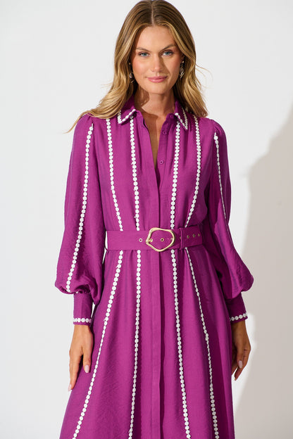 Lovingly Maxi Shirt Dress in Plum