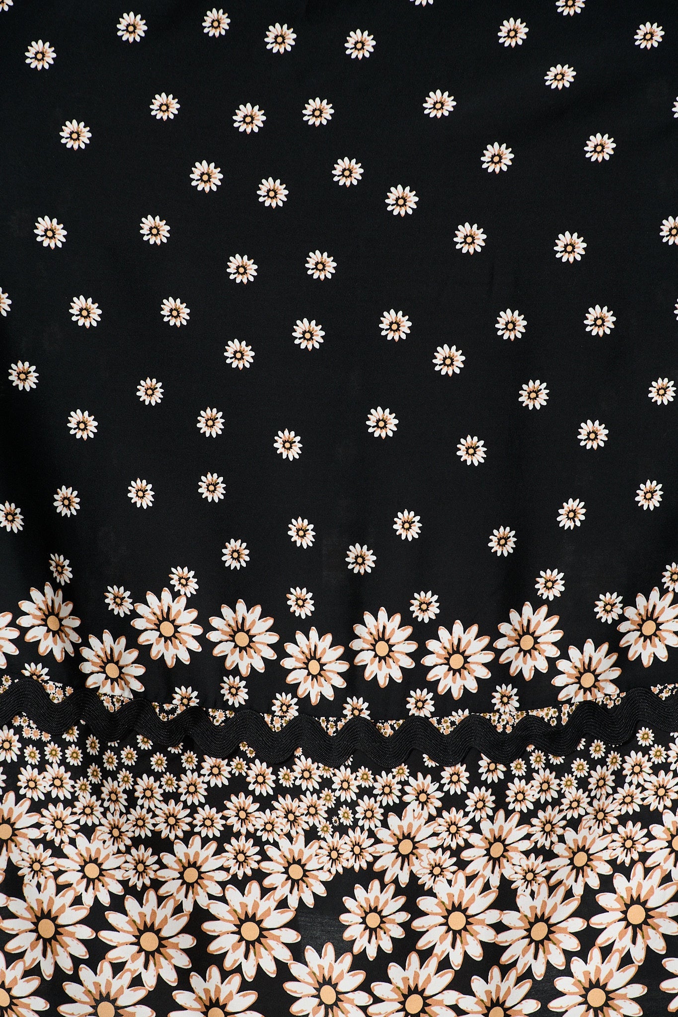 Treviso Maxi Sundress in Black with Daisy and Ric Rac Trim