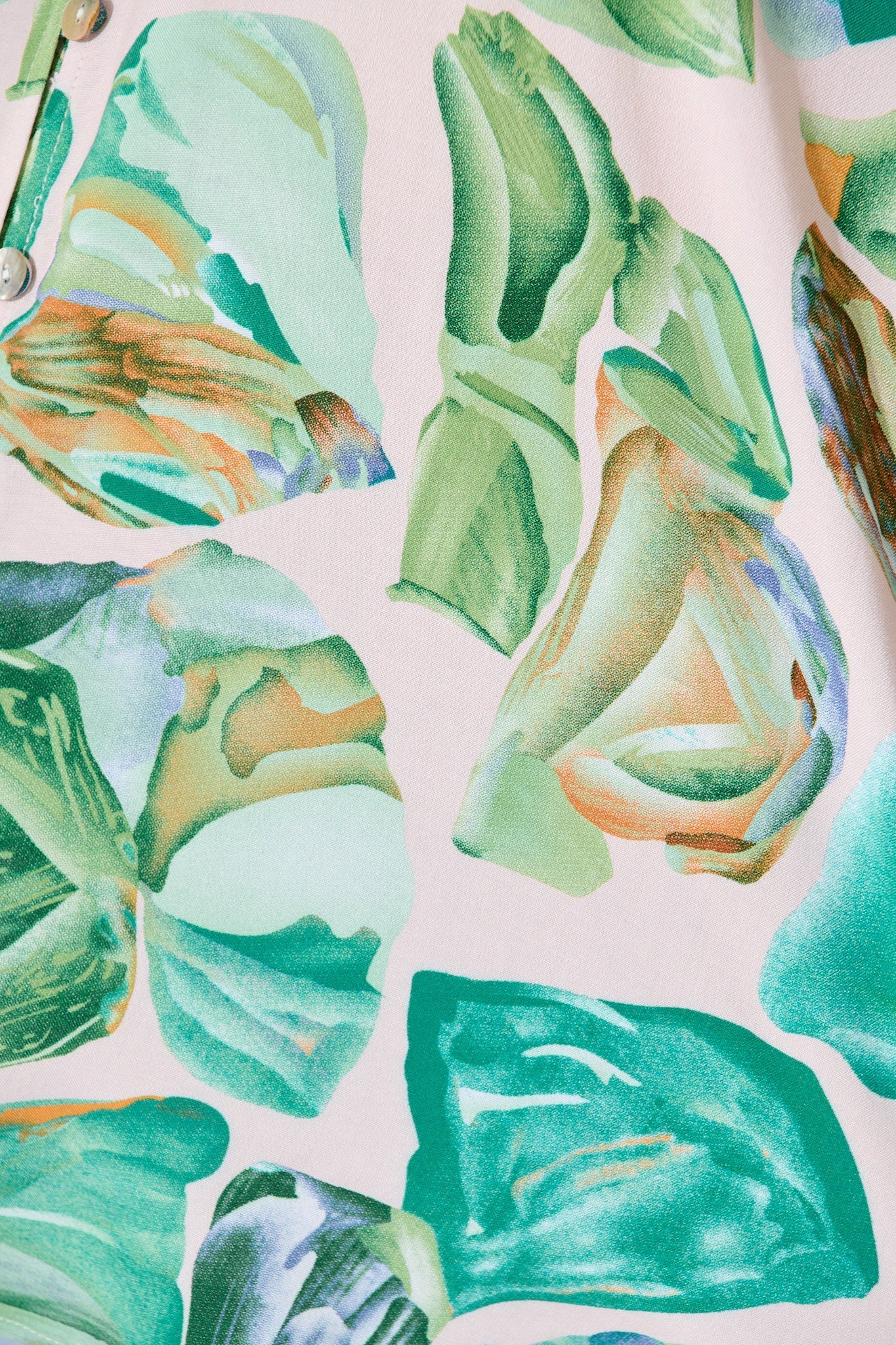 Lombard Top in Multi Green Leaf Print