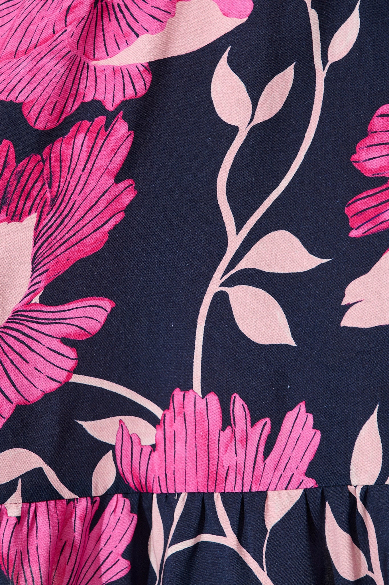 Lara Dress In Navy with Pink Floral