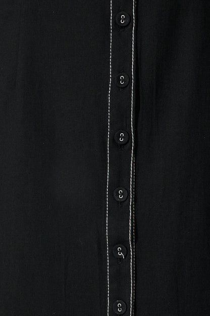 Christiana Maxi Shirt Dress In Black Linen Blend