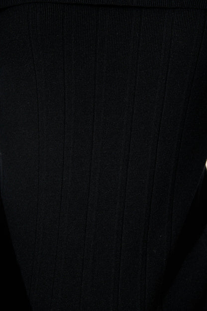 Solar Bardot Knit Top in Black Wool Blend