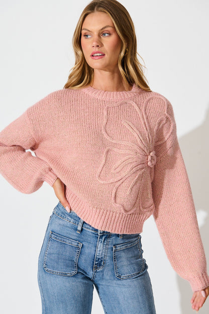 Zoe Knit in Dusty Pink Lurex Wool Blend