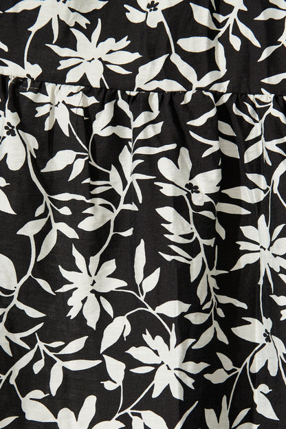 Caracelle Smock Dress Black with Cream Floral