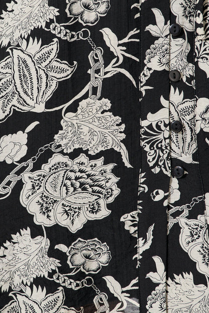 Fleur Dress in Black with White Print