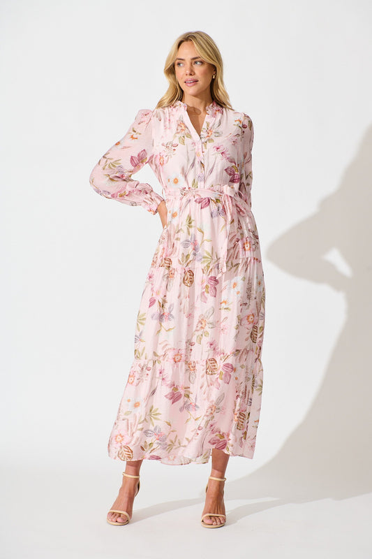 Whisper Maxi Dress in Pink Floral