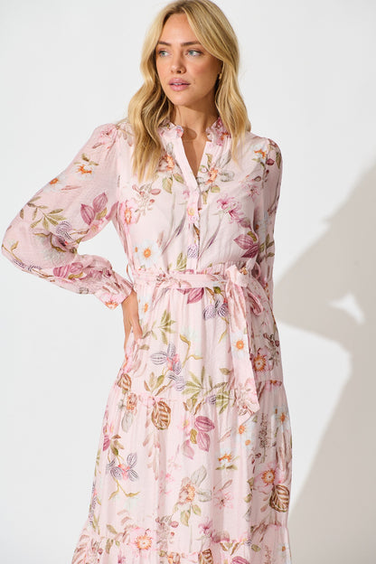 Whisper Maxi Dress in Pink Floral