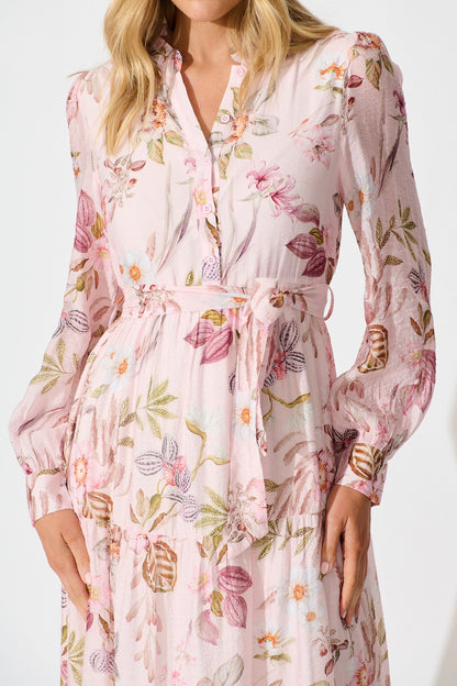 Whisper Maxi Dress in Pink Floral