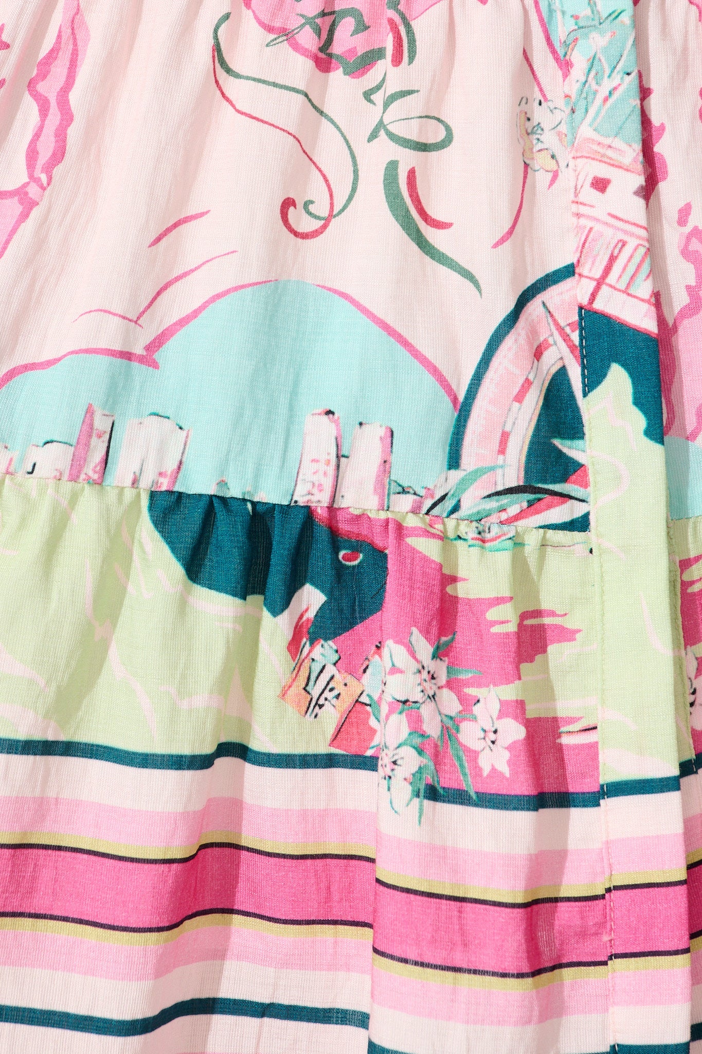 Flora Dress in Pink Multi Linen Blend