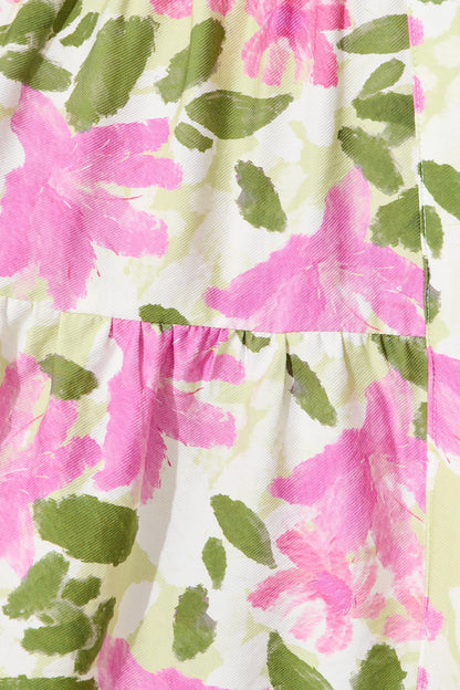 Adara Dress in Pink and Green Floral