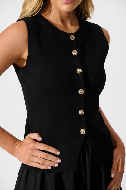 Naomi Knit Vest In Black