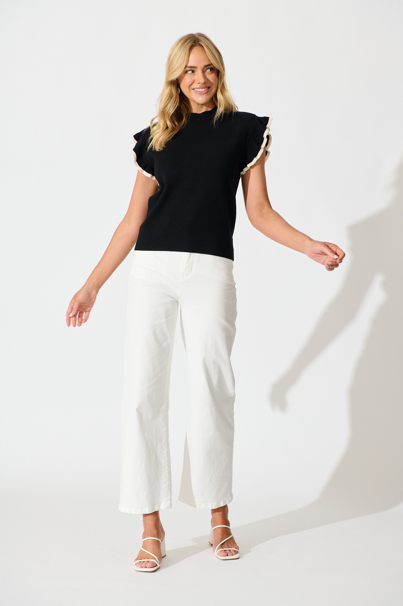 Louisa Knit Top in Black Wool Blend