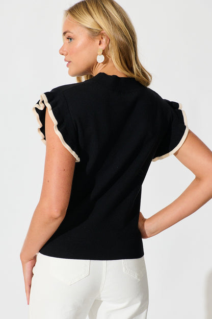 Louisa Knit Top in Black Wool Blend
