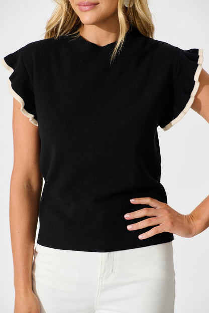Louisa Knit Top in Black Wool Blend