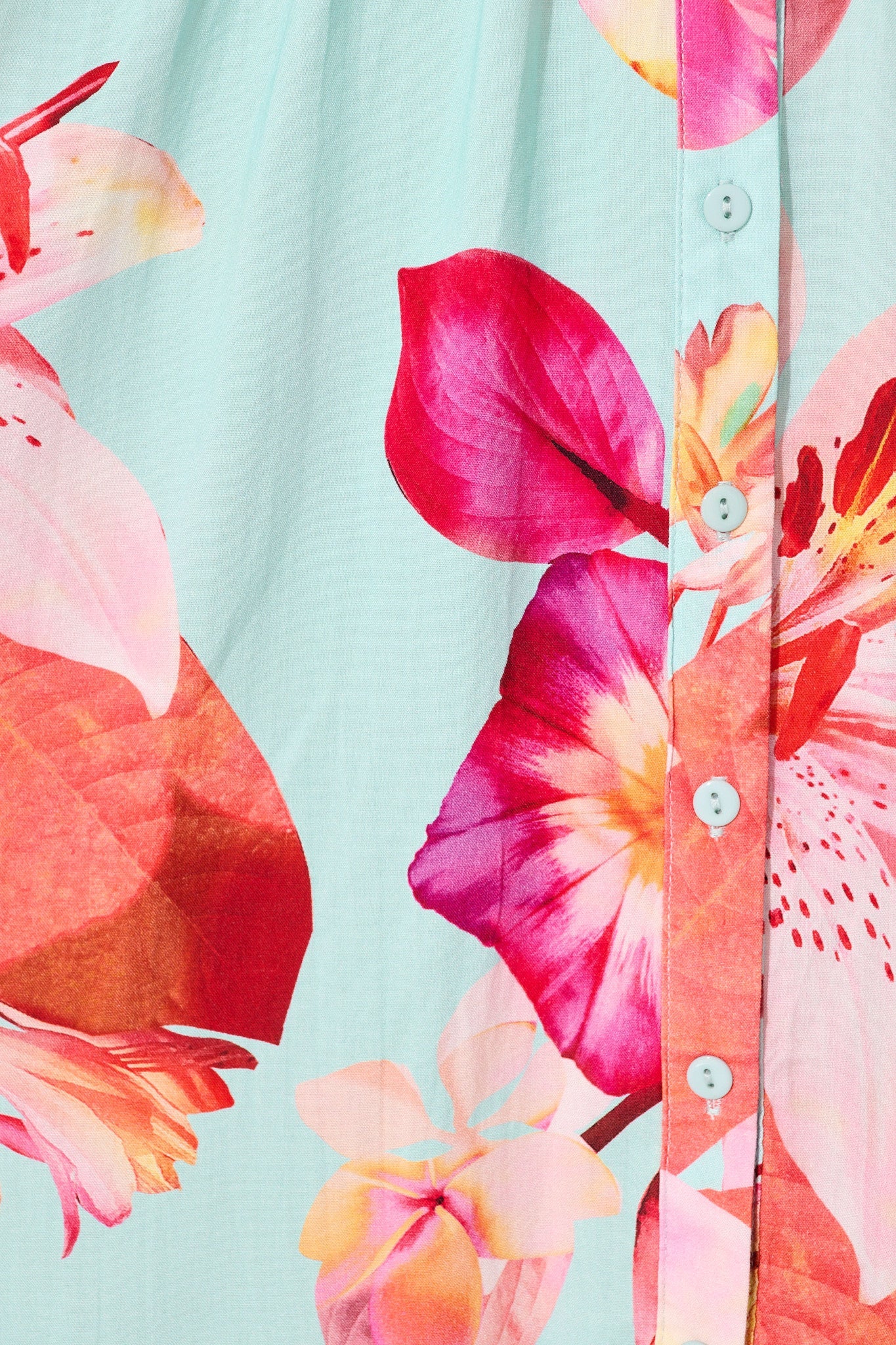 Bianca Dress in Blue with Pink Floral