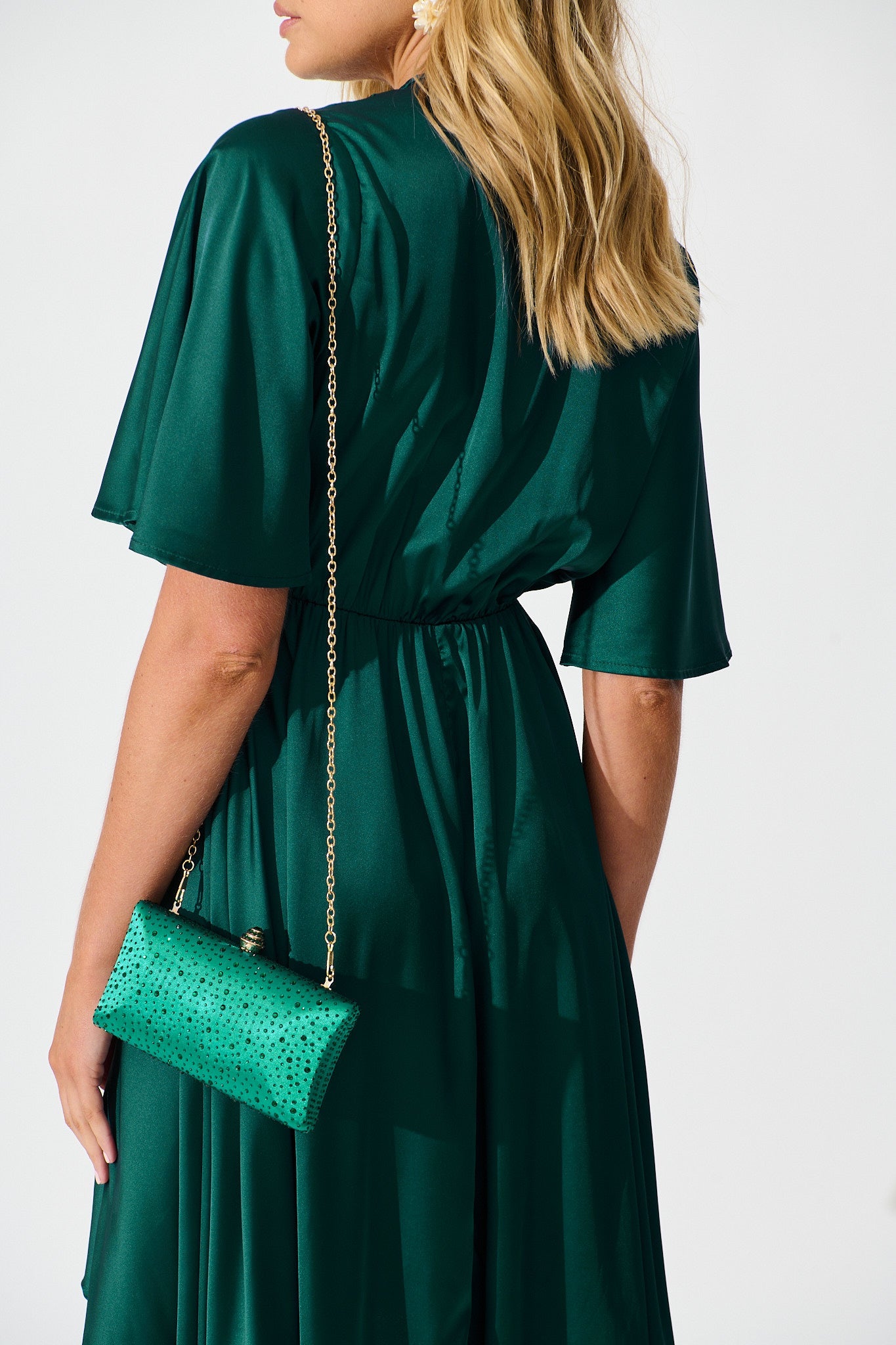 Sonia Clutch Bag in Emerald Diamante