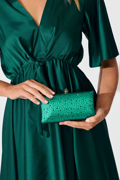 Sonia Clutch Bag in Emerald Diamante