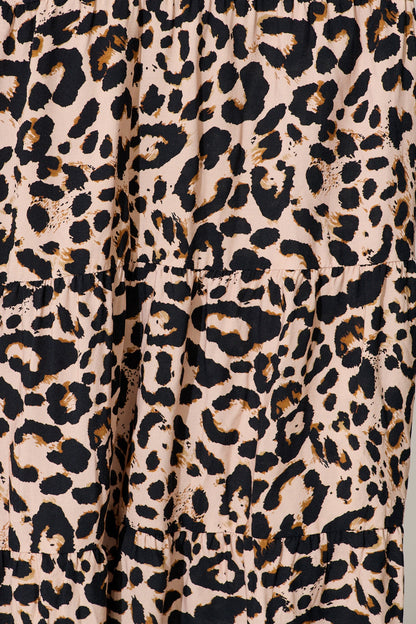 Roselle Maxi Shirt Dress in Brown Leopard Print