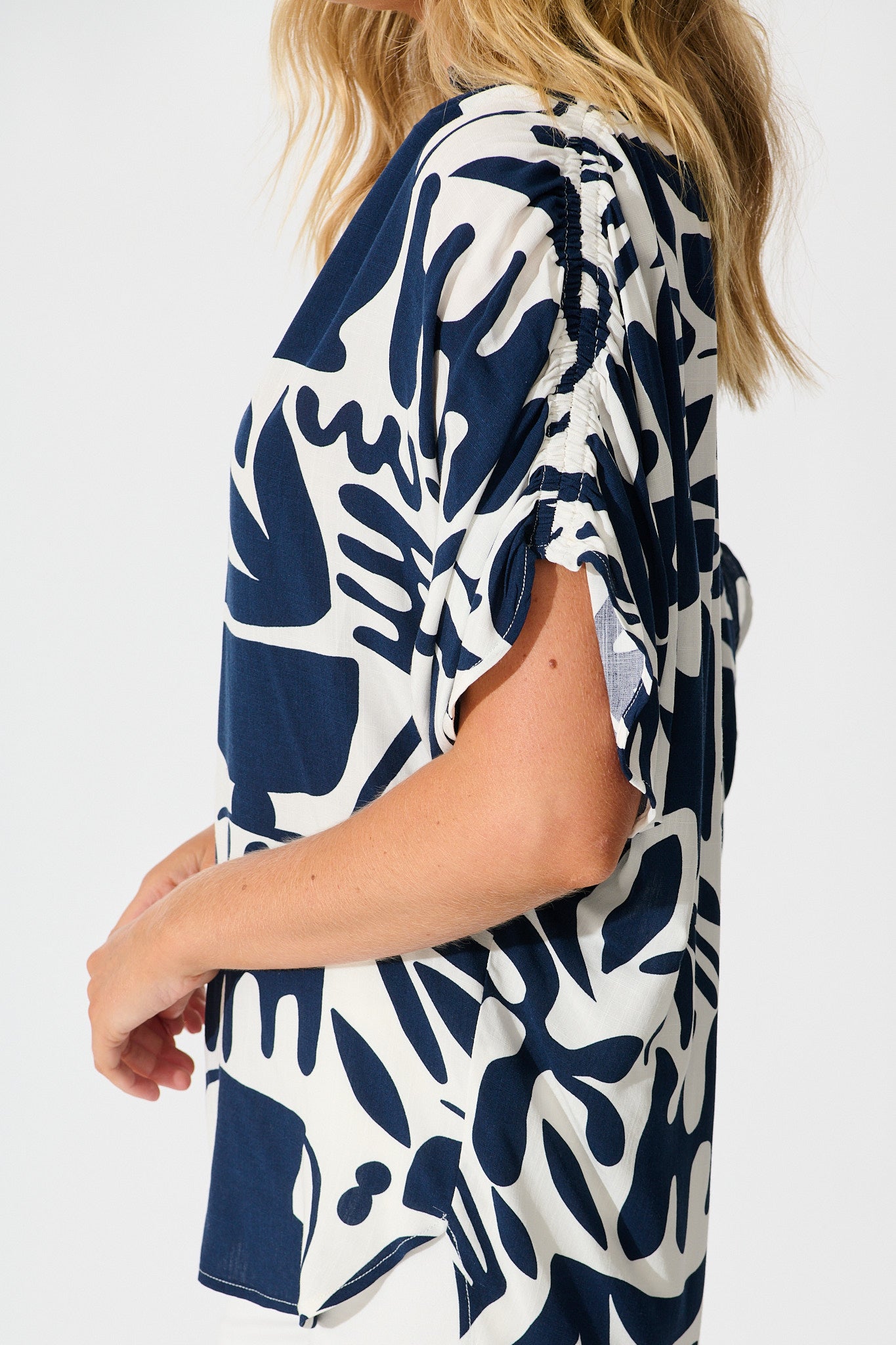 Celia Shirt in Navy and White Print