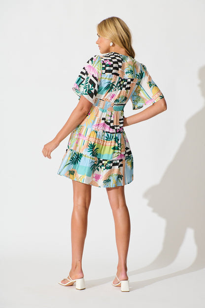Esmarie Dress in White Multi Print