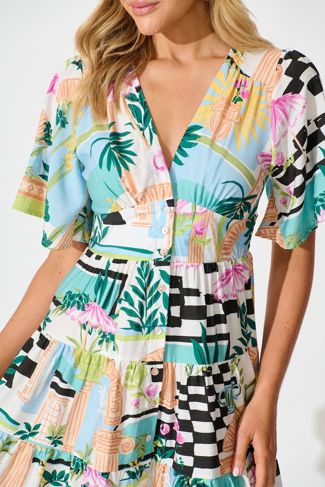 Esmarie Dress in White Multi Print