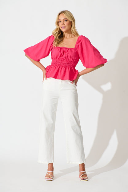 Rosella Top in Pink Linen Blend