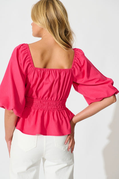 Rosella Top in Pink Linen Blend