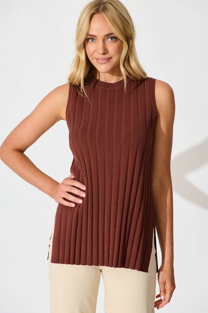 Solange Knit Top in Chocolate