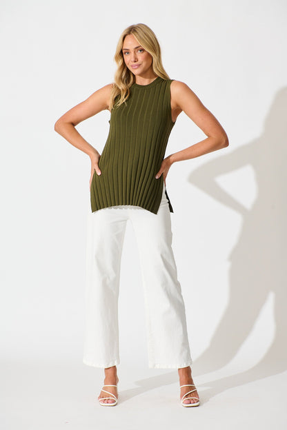 Solange Knit Top in Khaki