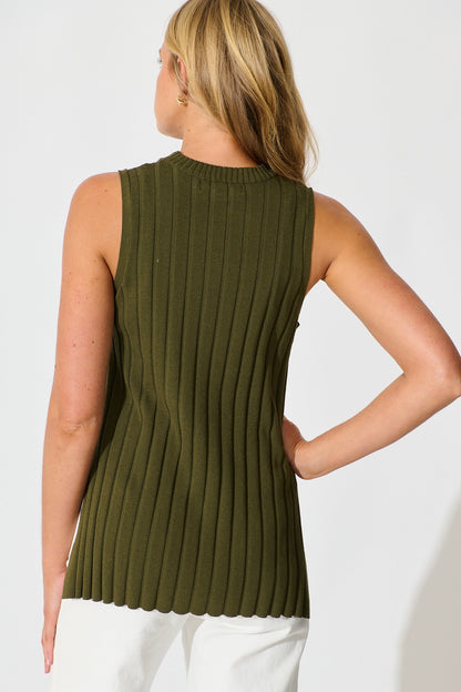 Solange Knit Top in Khaki
