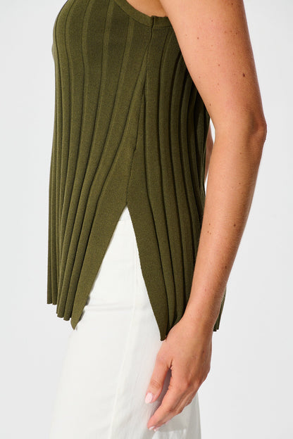 Solange Knit Top in Khaki