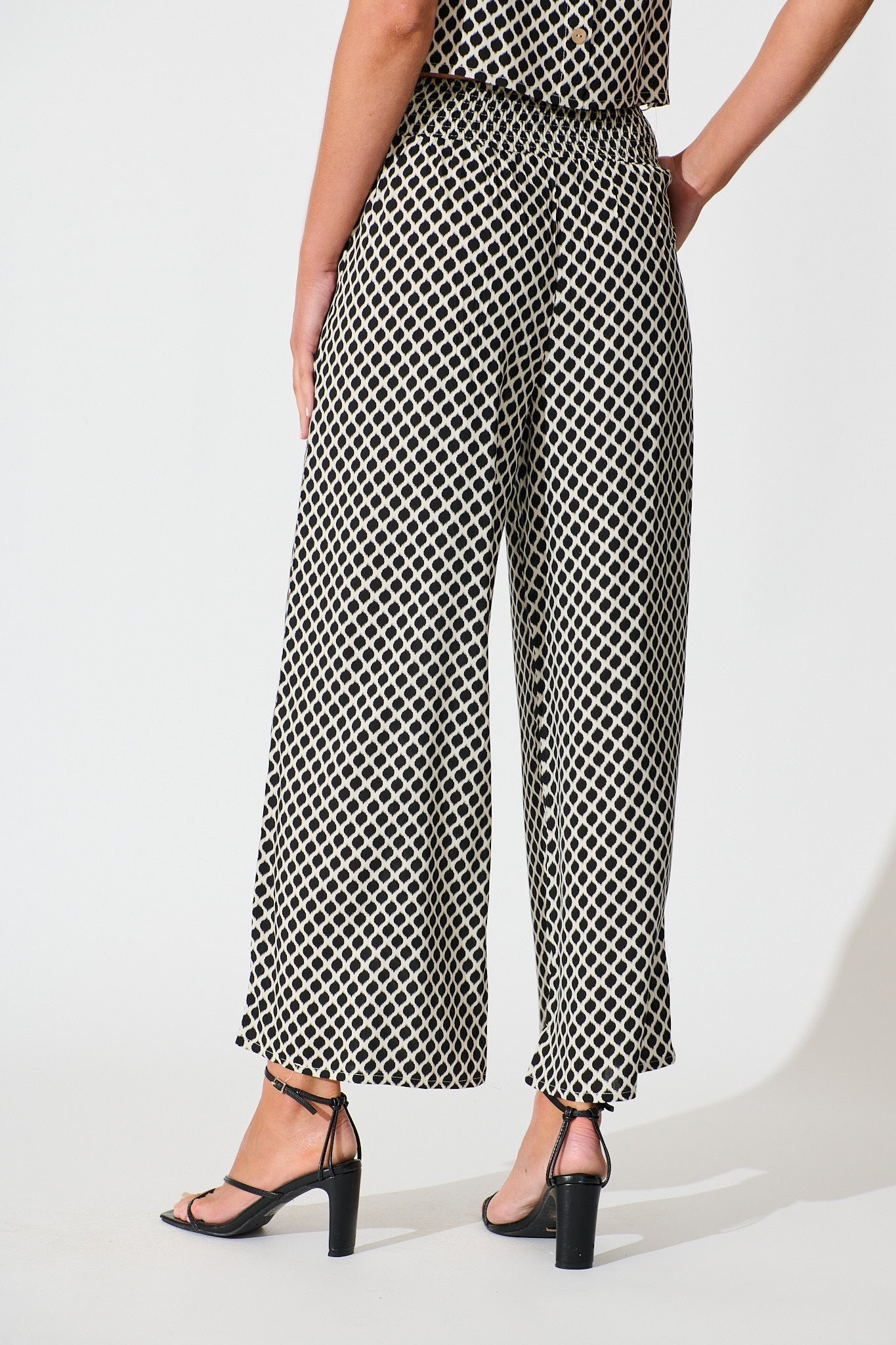 Sisha Pant in Black and Cream Geometric Print