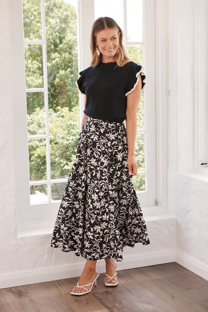 Louisa Knit Top in Black Wool Blend