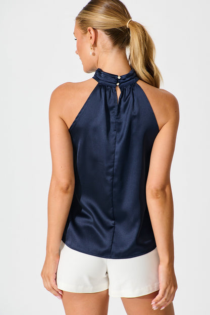 Amour Top in Navy Satin