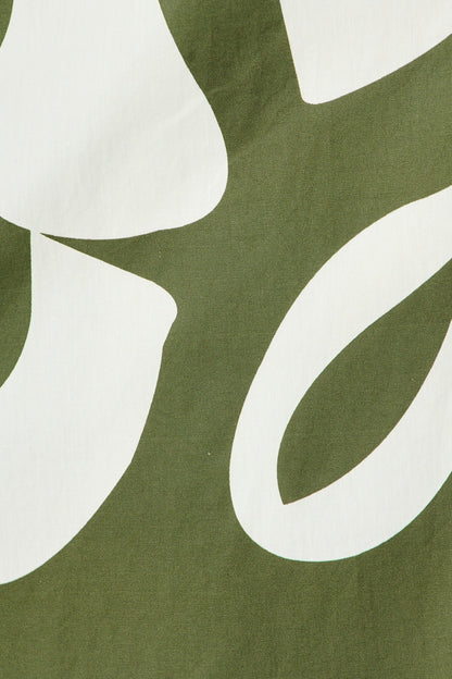 Hailey Dress in Green and Ivory Print Cotton