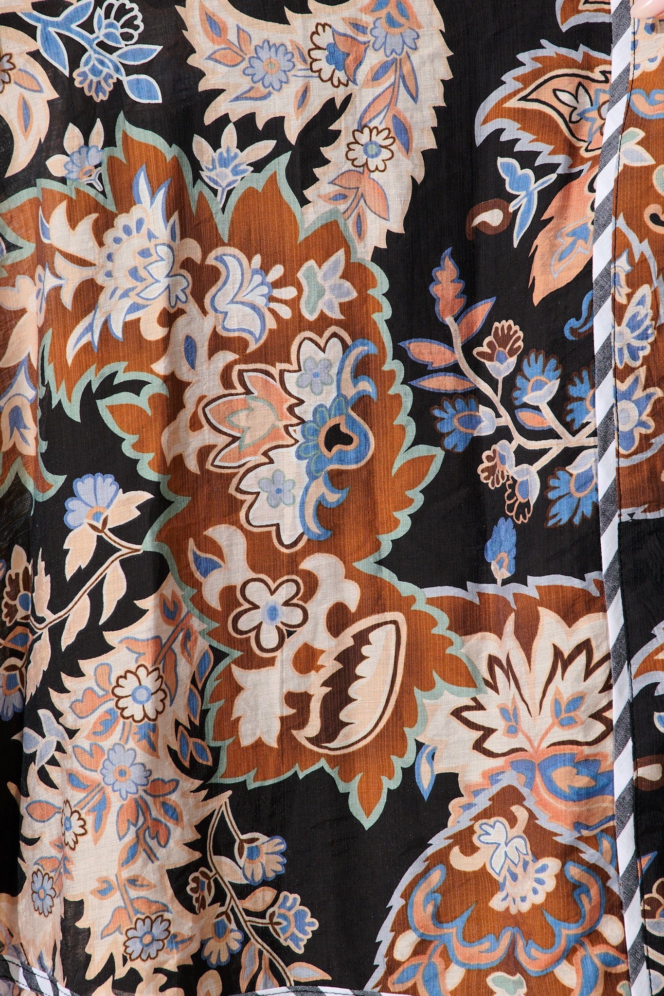 Darlington Midi Dress in Black Multi with Stripe Trim