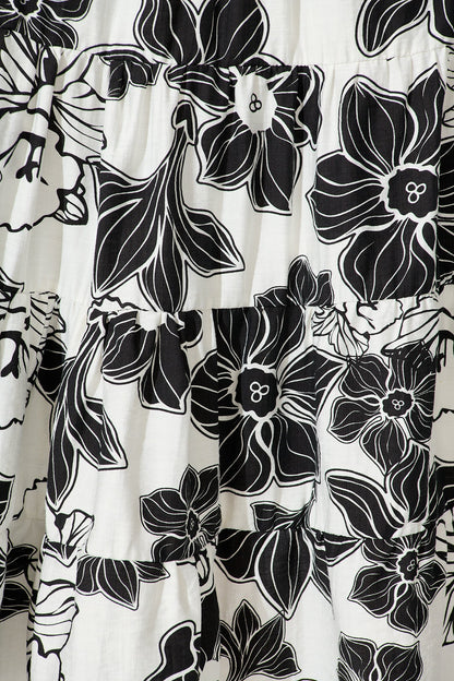 Sabrina Maxi Shirt Dress In Black Floral