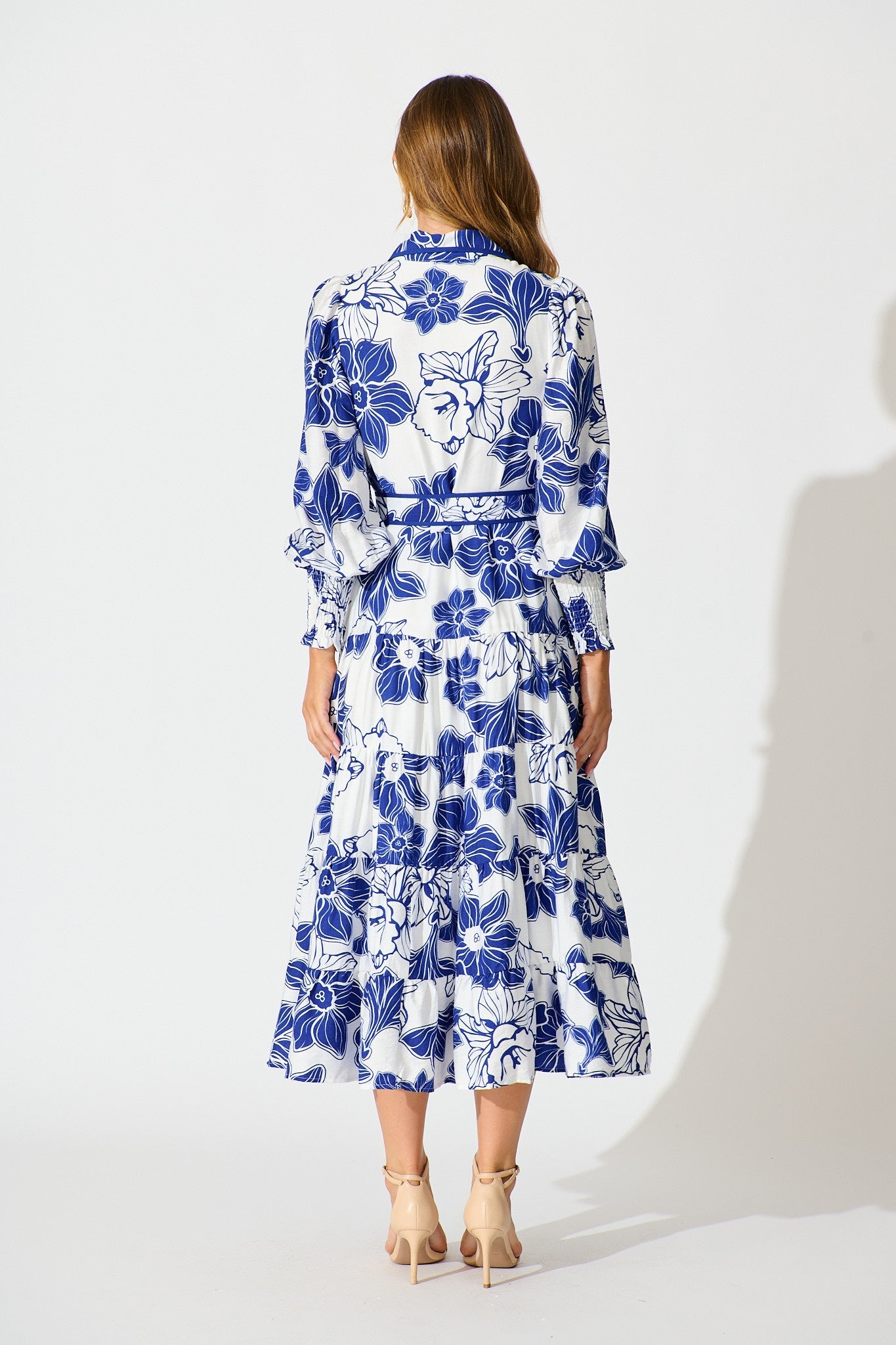 Sabrina Maxi Shirt Dress in Cobalt Floral