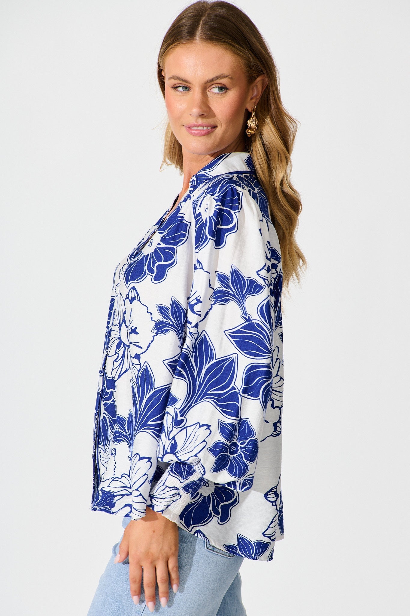 Colette Shirt in Cobalt Floral