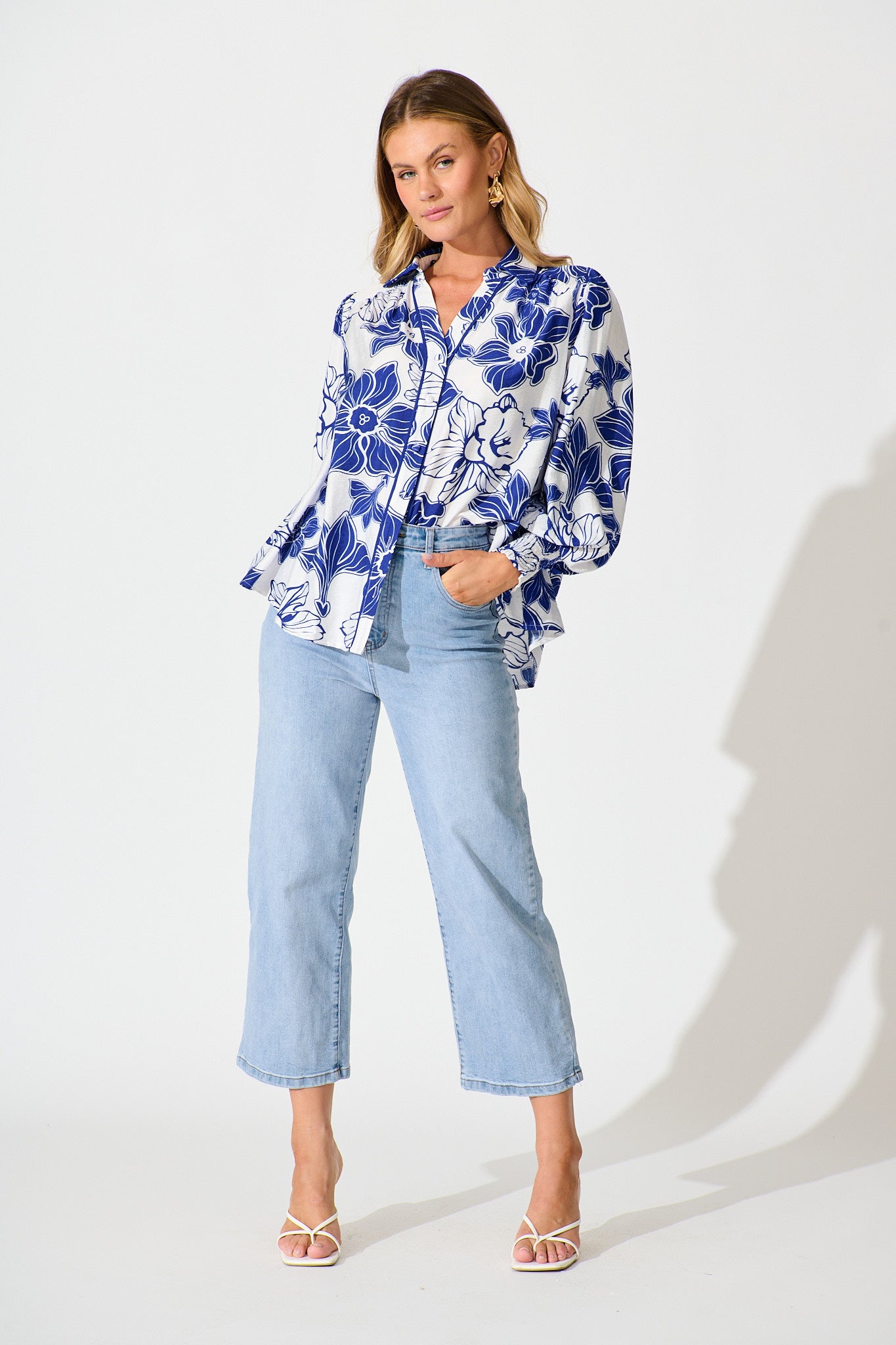 Colette Shirt in Cobalt Floral