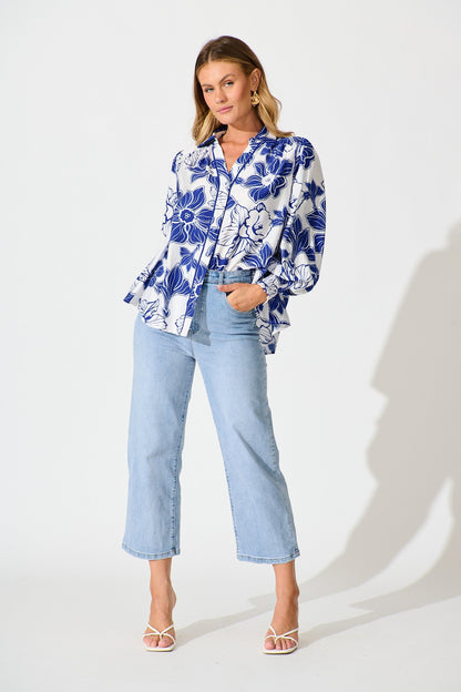 Colette Shirt in Cobalt Floral