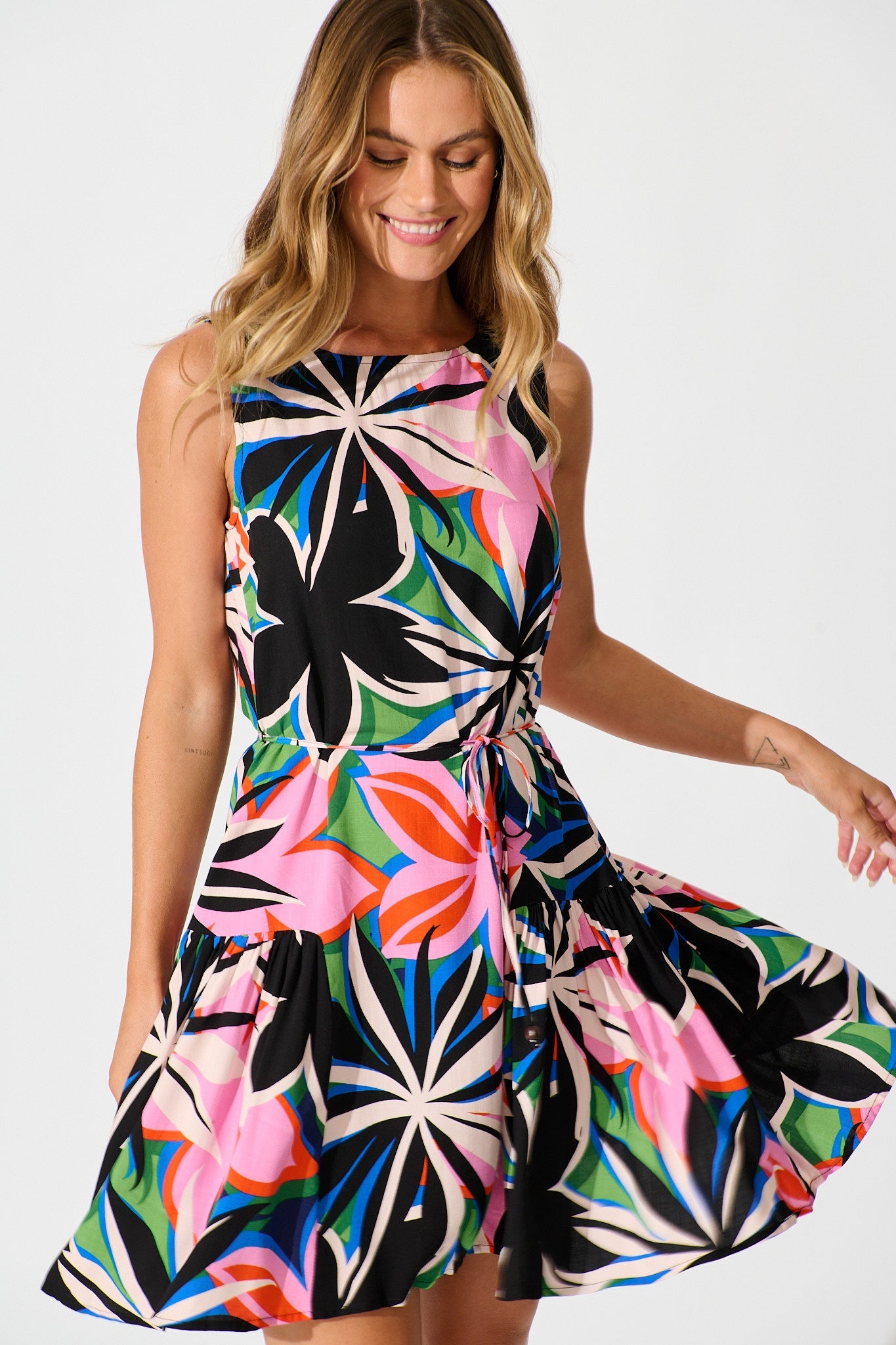 Rosita Dress in Black Multi