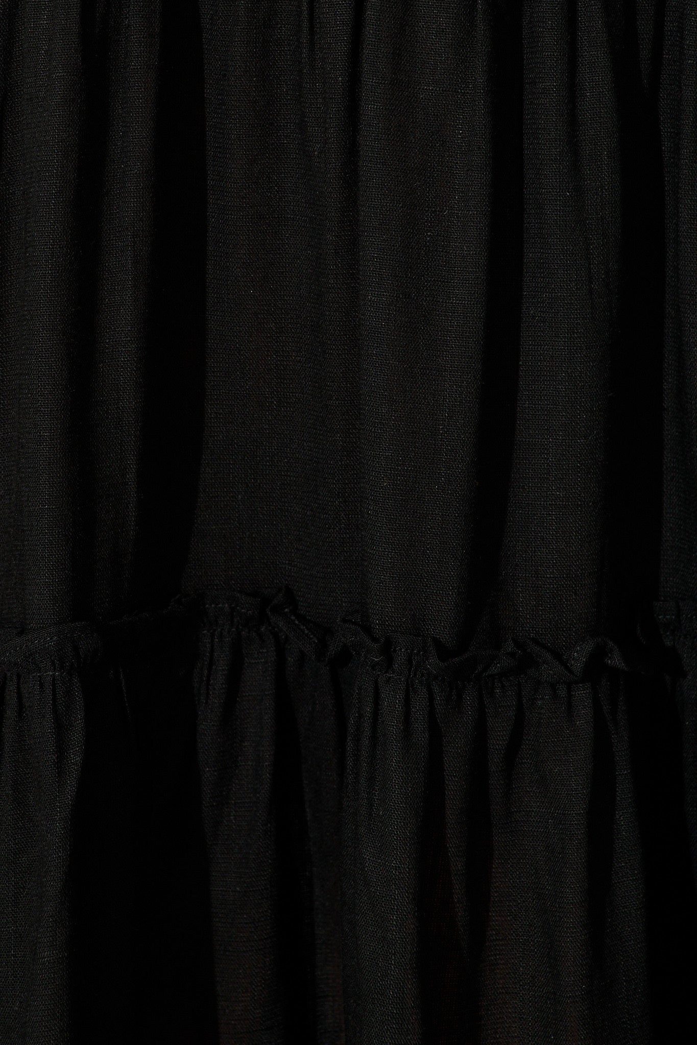 Layla Smock Dress in Black Linen Blend