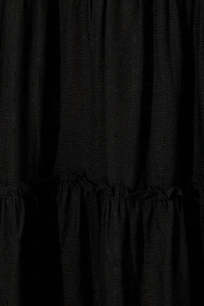 Layla Smock Dress in Black Linen Blend