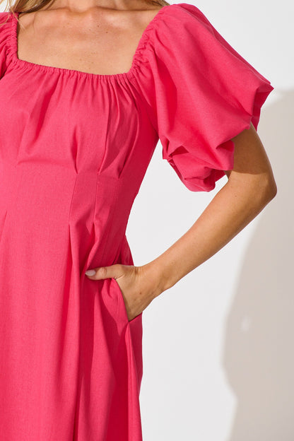 Wintour Midi Dress In Pink Linen Blend