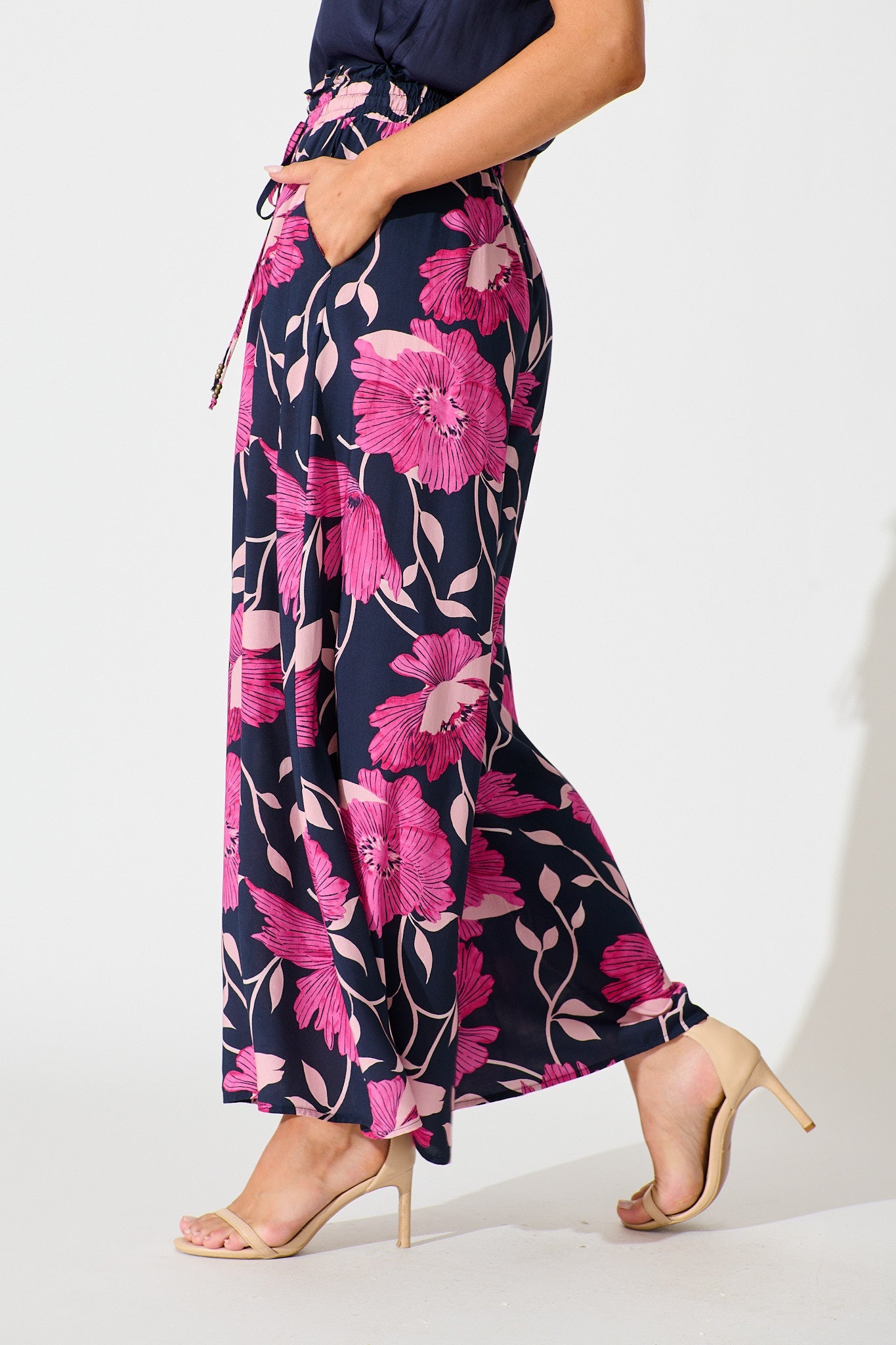 Pretoria Pant In Navy with Pink Floral