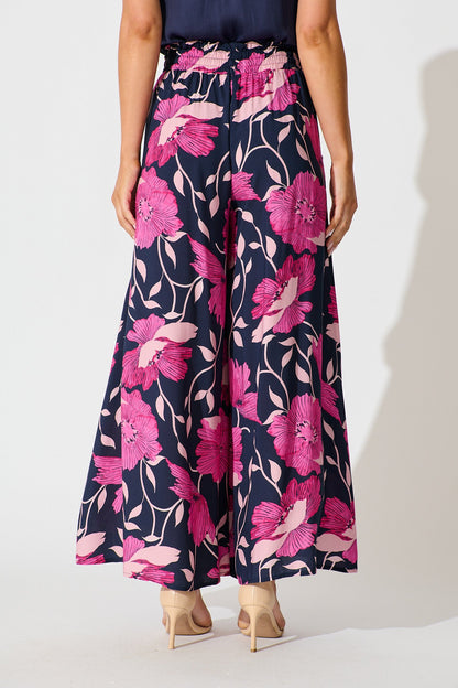 Pretoria Pant In Navy with Pink Floral