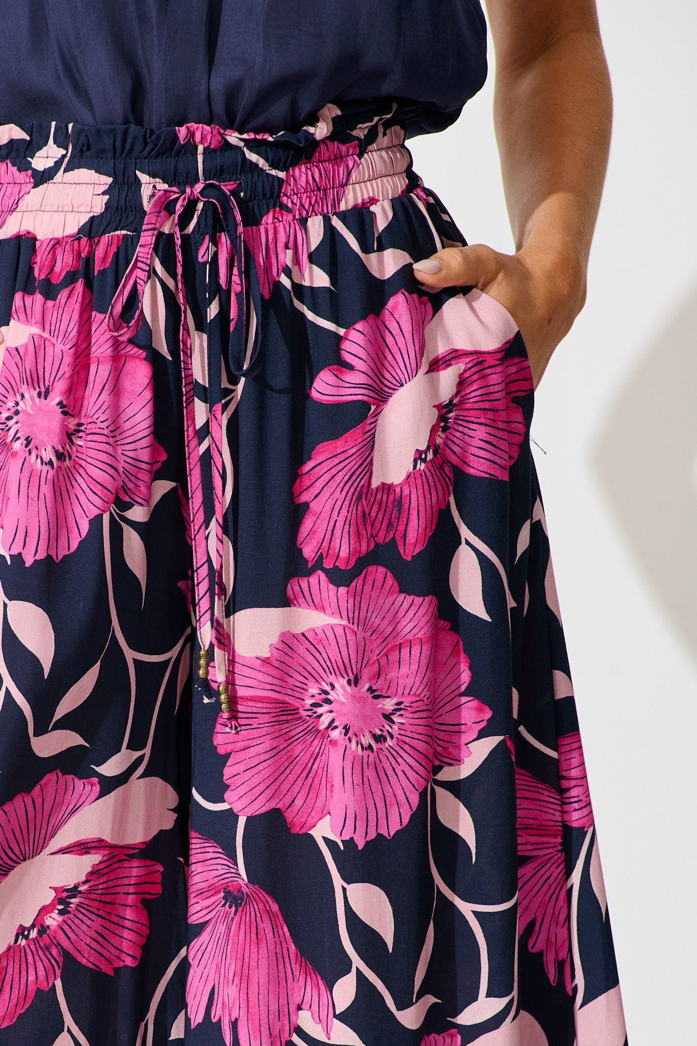 Pretoria Pant In Navy with Pink Floral